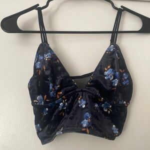 Velvet floral tank top